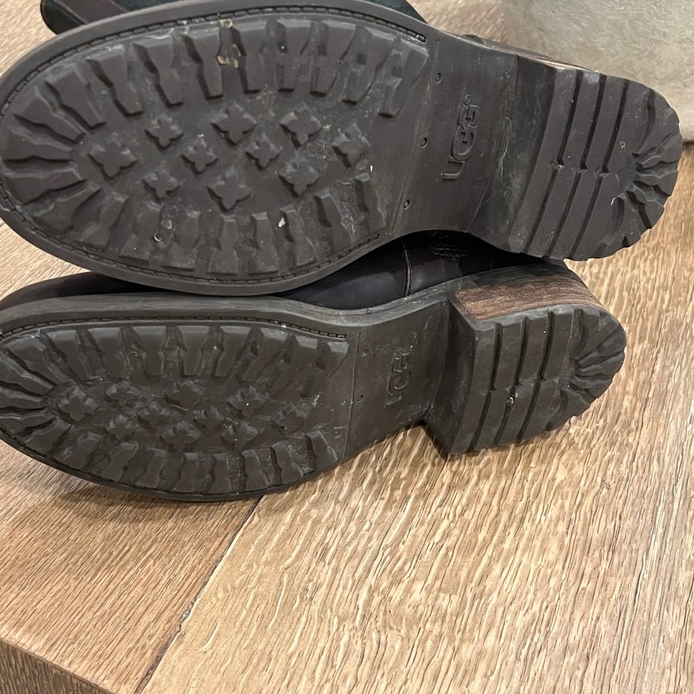 UGG Two-Tone Brown & Black Leather Riding Boots - Picture 5 of 8